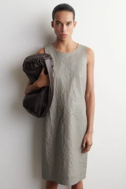 TEXTURED-LEATHER SHIFT DRESS