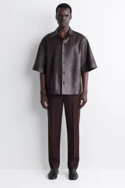 TEXTURED-LEATHER SHIRT