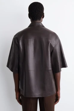 TEXTURED-LEATHER SHIRT