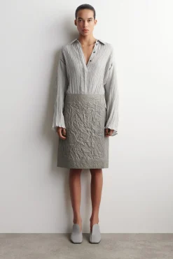 TEXTURED-LEATHER WRAP SKIRT