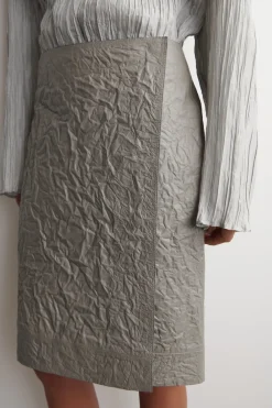 TEXTURED-LEATHER WRAP SKIRT