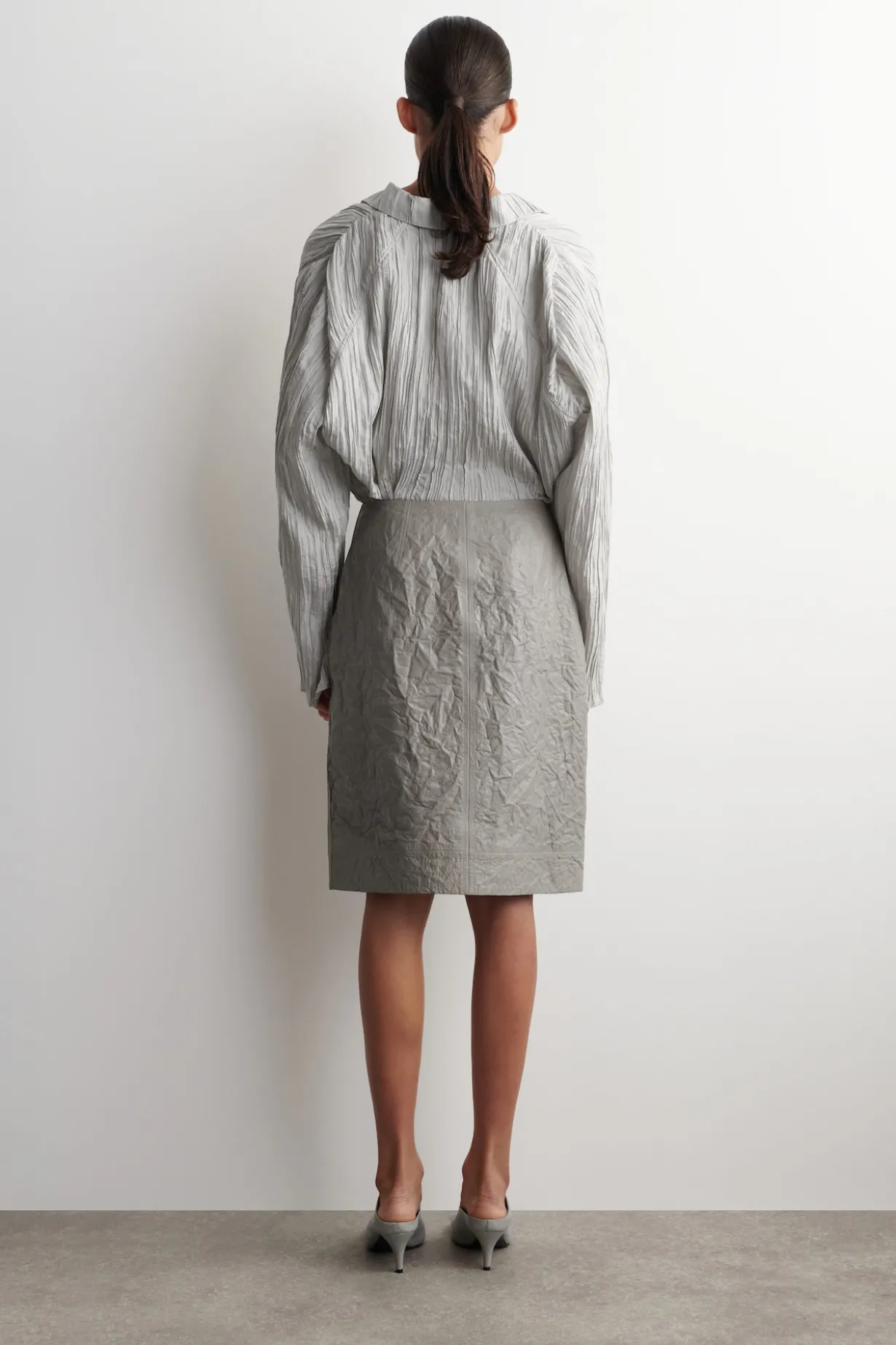 TEXTURED-LEATHER WRAP SKIRT