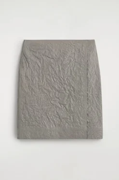 TEXTURED-LEATHER WRAP SKIRT