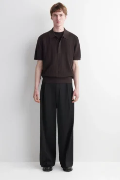 TEXTURED-PANEL COTTON POLO SHIRT