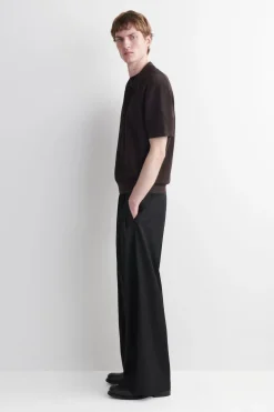 TEXTURED-PANEL COTTON POLO SHIRT