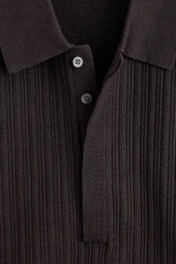 TEXTURED-PANEL COTTON POLO SHIRT