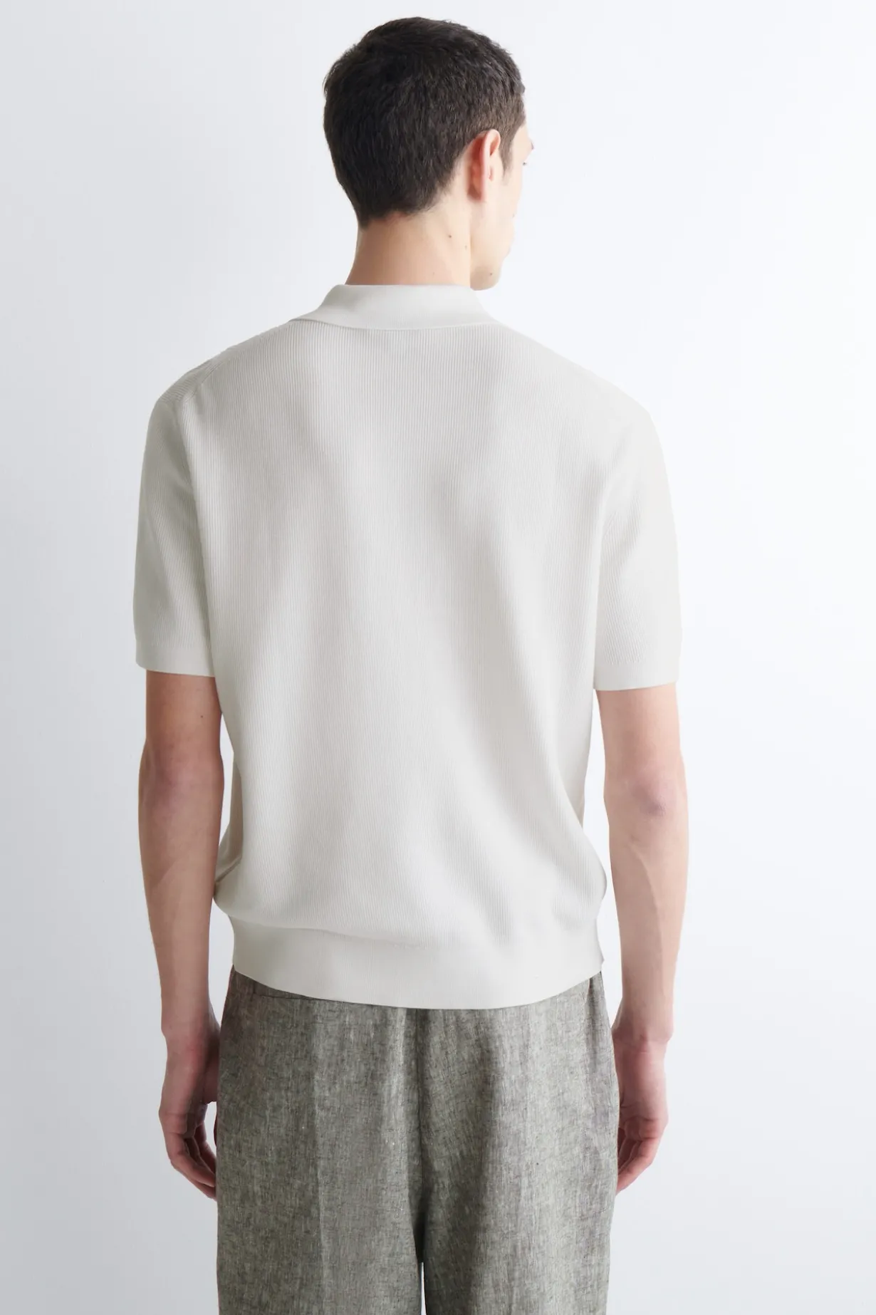 TEXTURED-PANEL COTTON POLO SHIRT