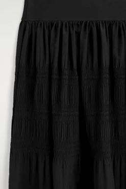 TIERED GATHERED MIDI SKIRT