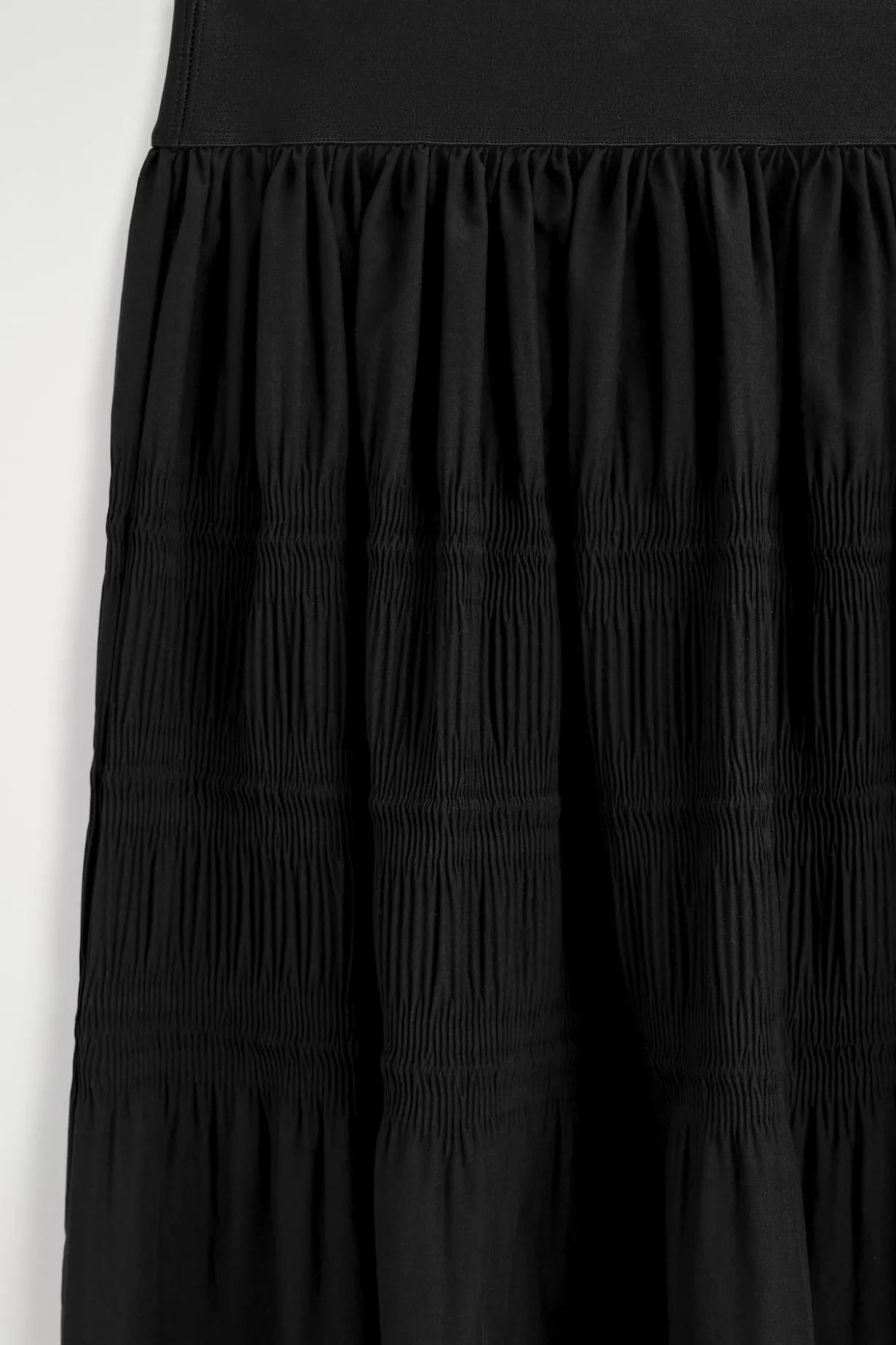 TIERED GATHERED MIDI SKIRT