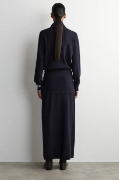 TIE-WAIST MERINO WOOL MIDI SKIRT