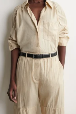 TOPSTITCHED LEATHER BELT