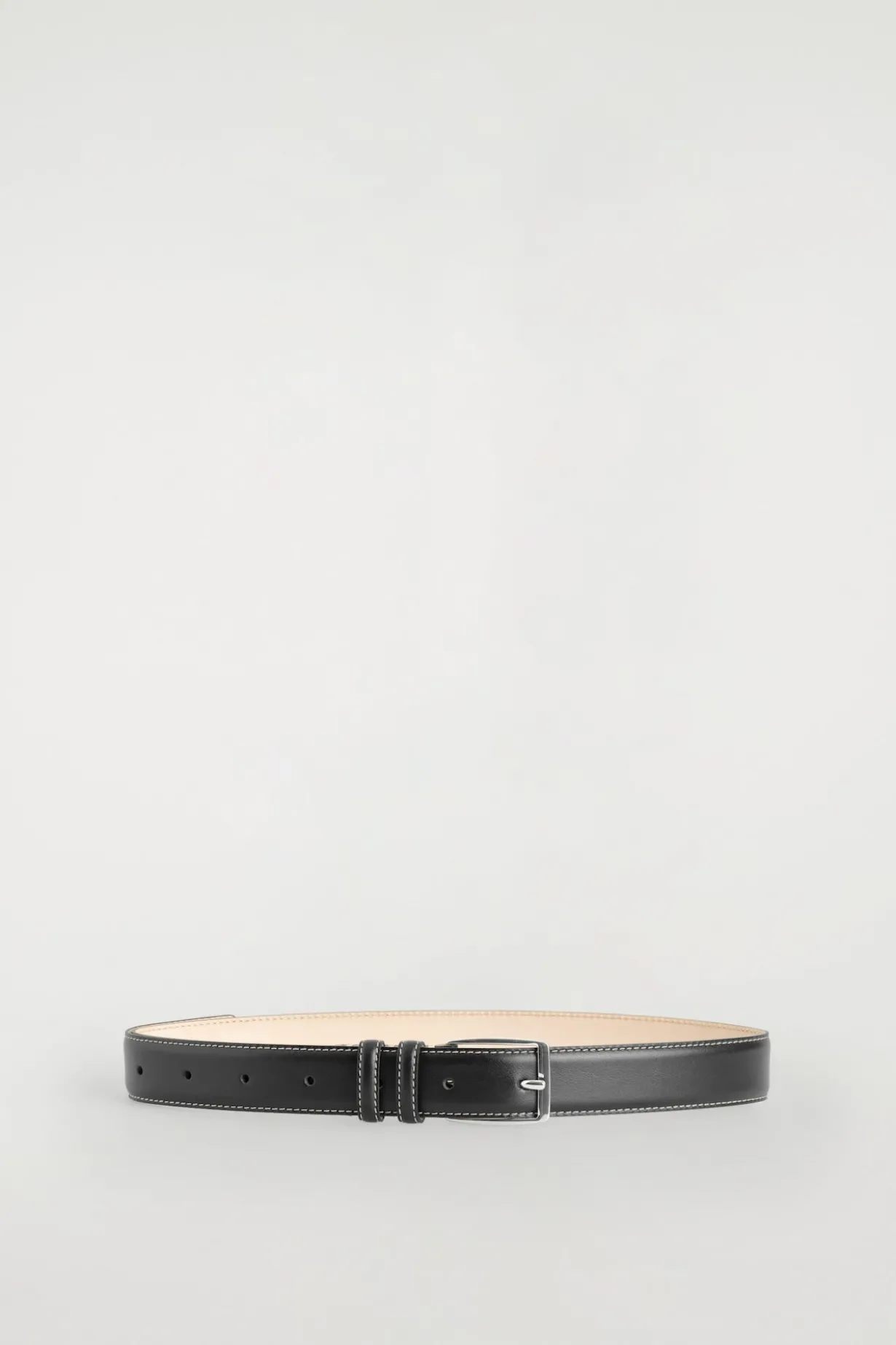 TOPSTITCHED LEATHER BELT