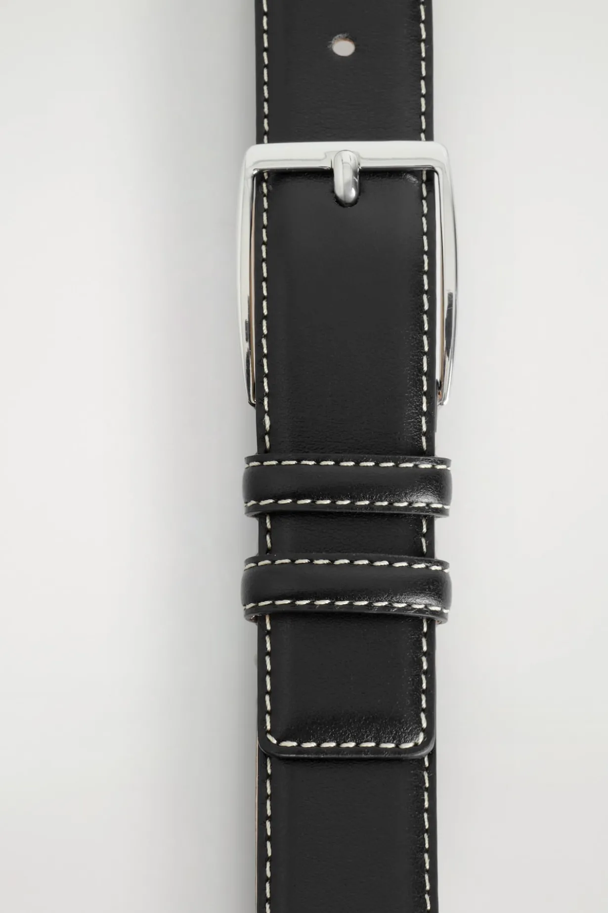 TOPSTITCHED LEATHER BELT
