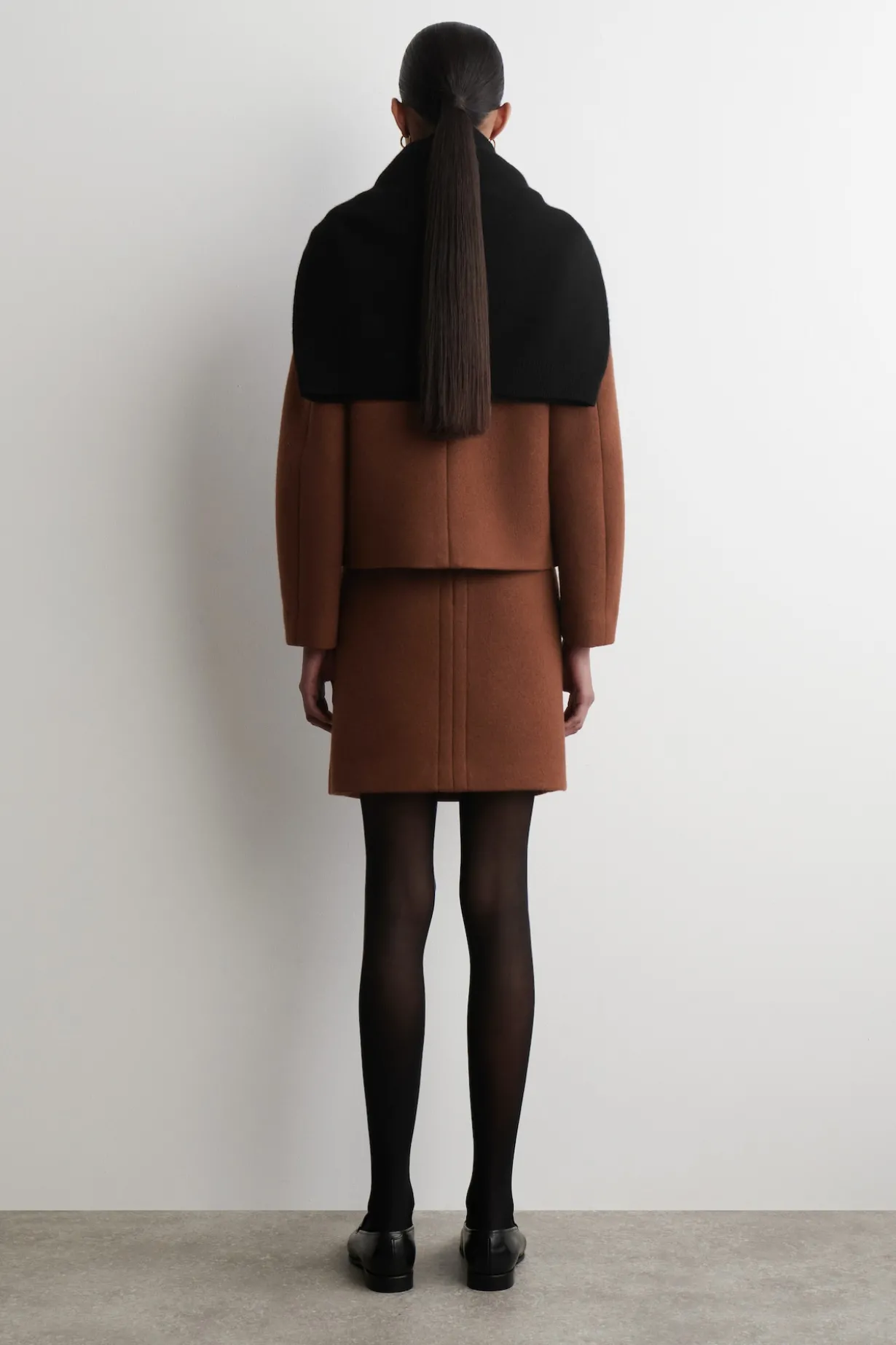 TOPSTITCHED WOOL MINI SKIRT