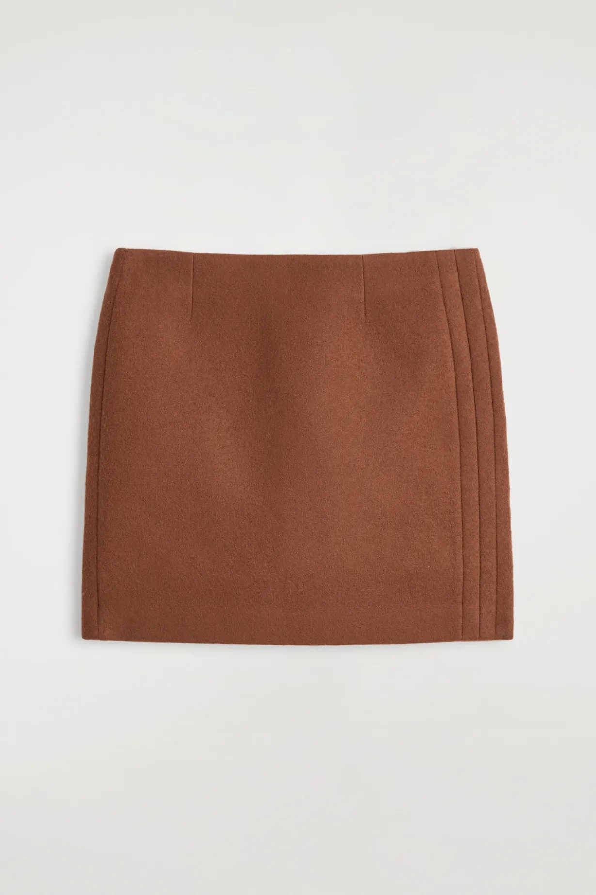 TOPSTITCHED WOOL MINI SKIRT