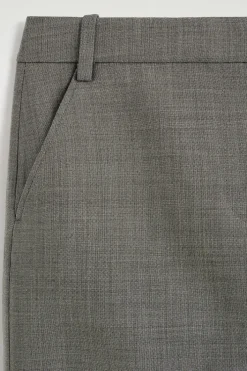TURN-UP WOOL-BLEND PENCIL SKIRT