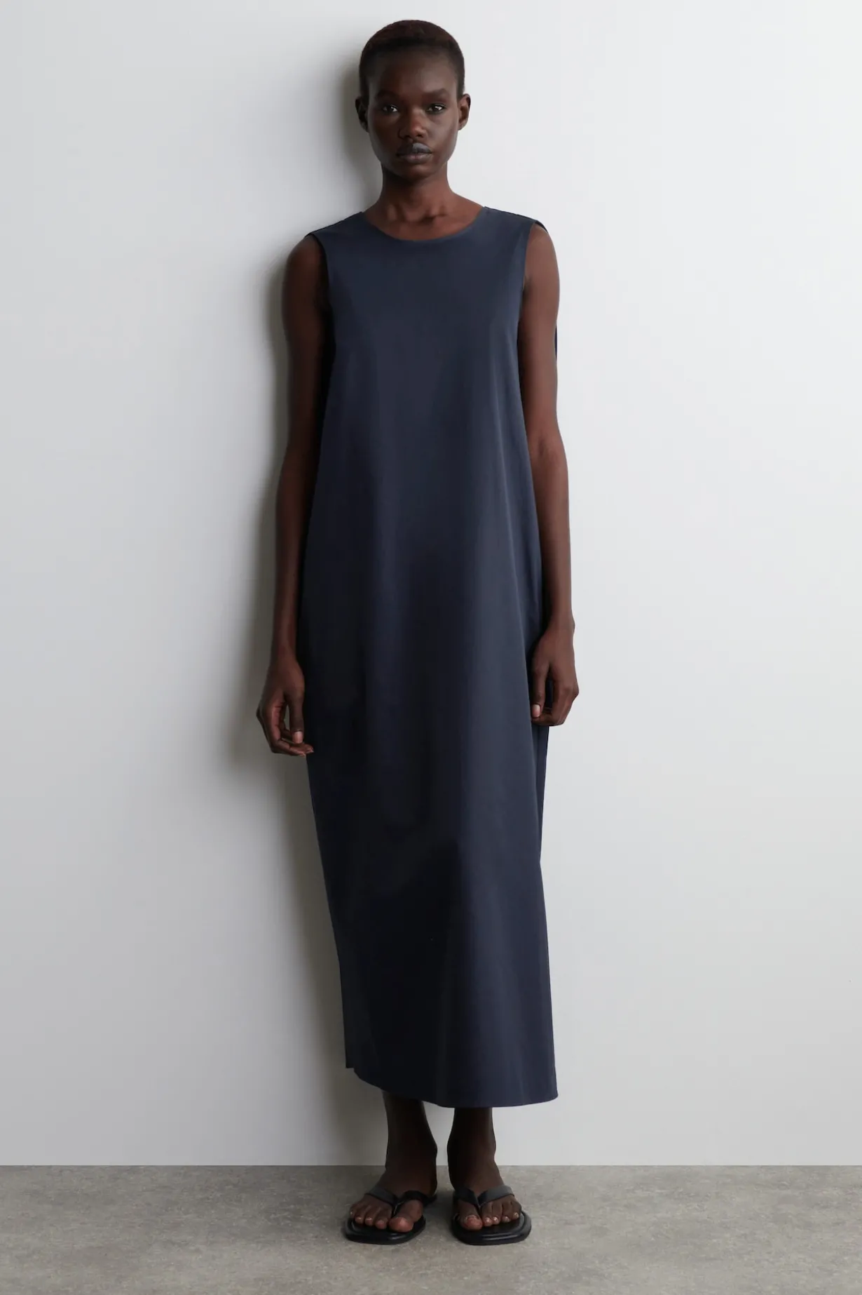 TWIST-BACK COTTON MIDI DRESS