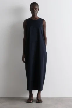 TWIST-BACK COTTON MIDI DRESS