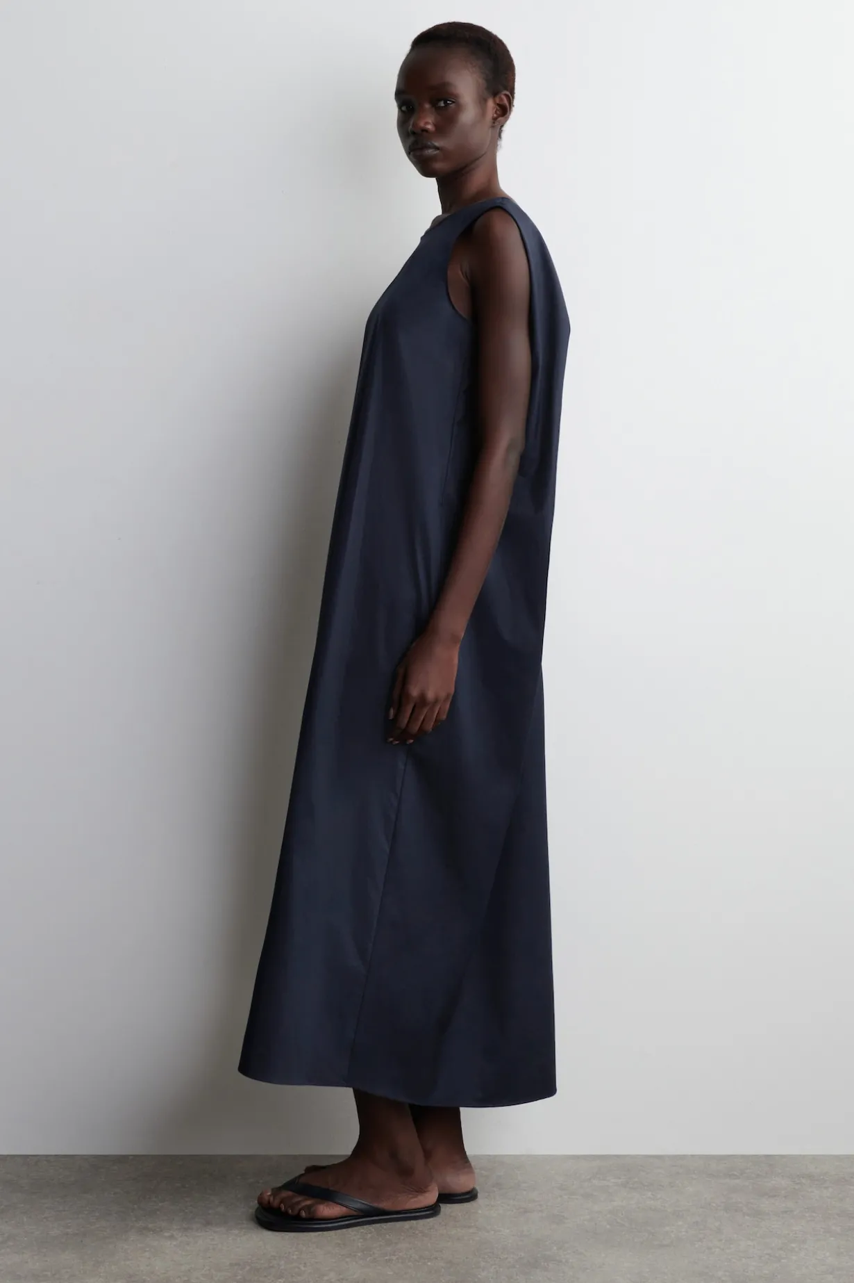 TWIST-BACK COTTON MIDI DRESS