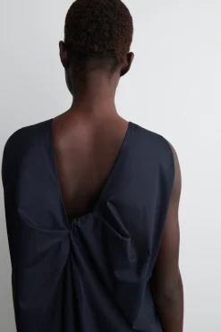 TWIST-BACK COTTON MIDI DRESS