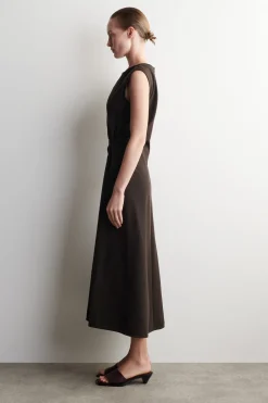 TWIST-DETAIL JERSEY MIDI DRESS