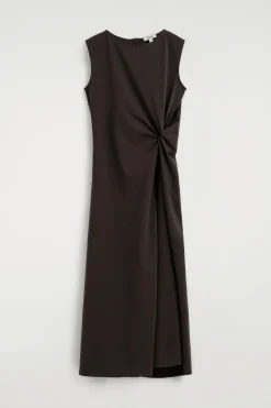 TWIST-DETAIL JERSEY MIDI DRESS