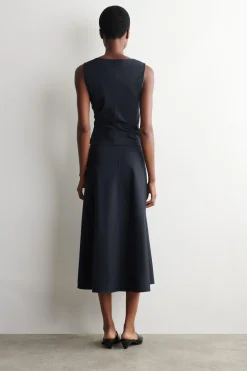 TWIST-DETAIL JERSEY MIDI SKIRT