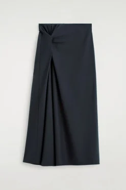 TWIST-DETAIL JERSEY MIDI SKIRT