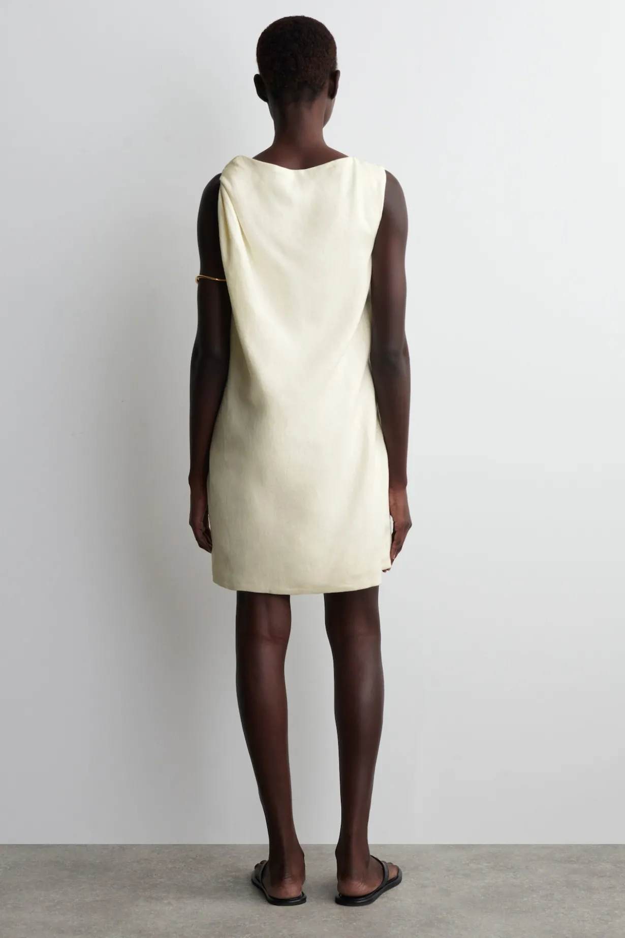 TWIST-DETAIL LINEN MINI DRESS