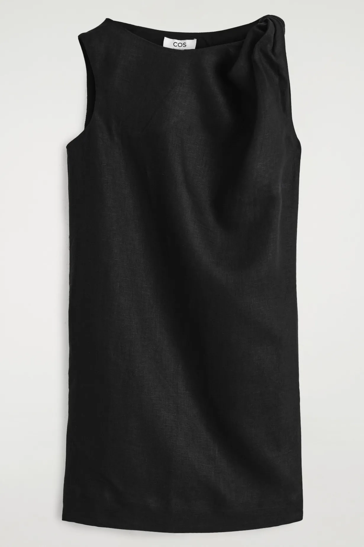 TWIST-DETAIL LINEN MINI DRESS