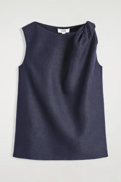 TWISTED-DETAIL LINEN TOP
