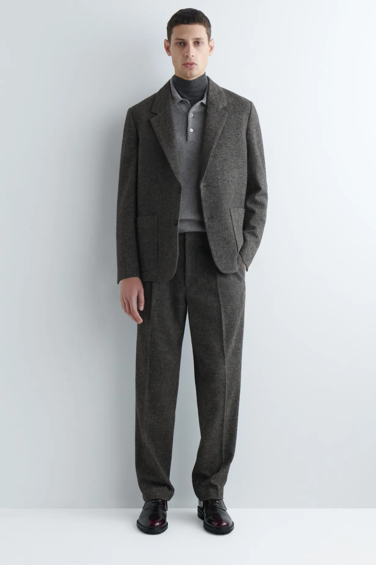 UNSTRUCTURED WOOL-HERRINGBONE BLAZER