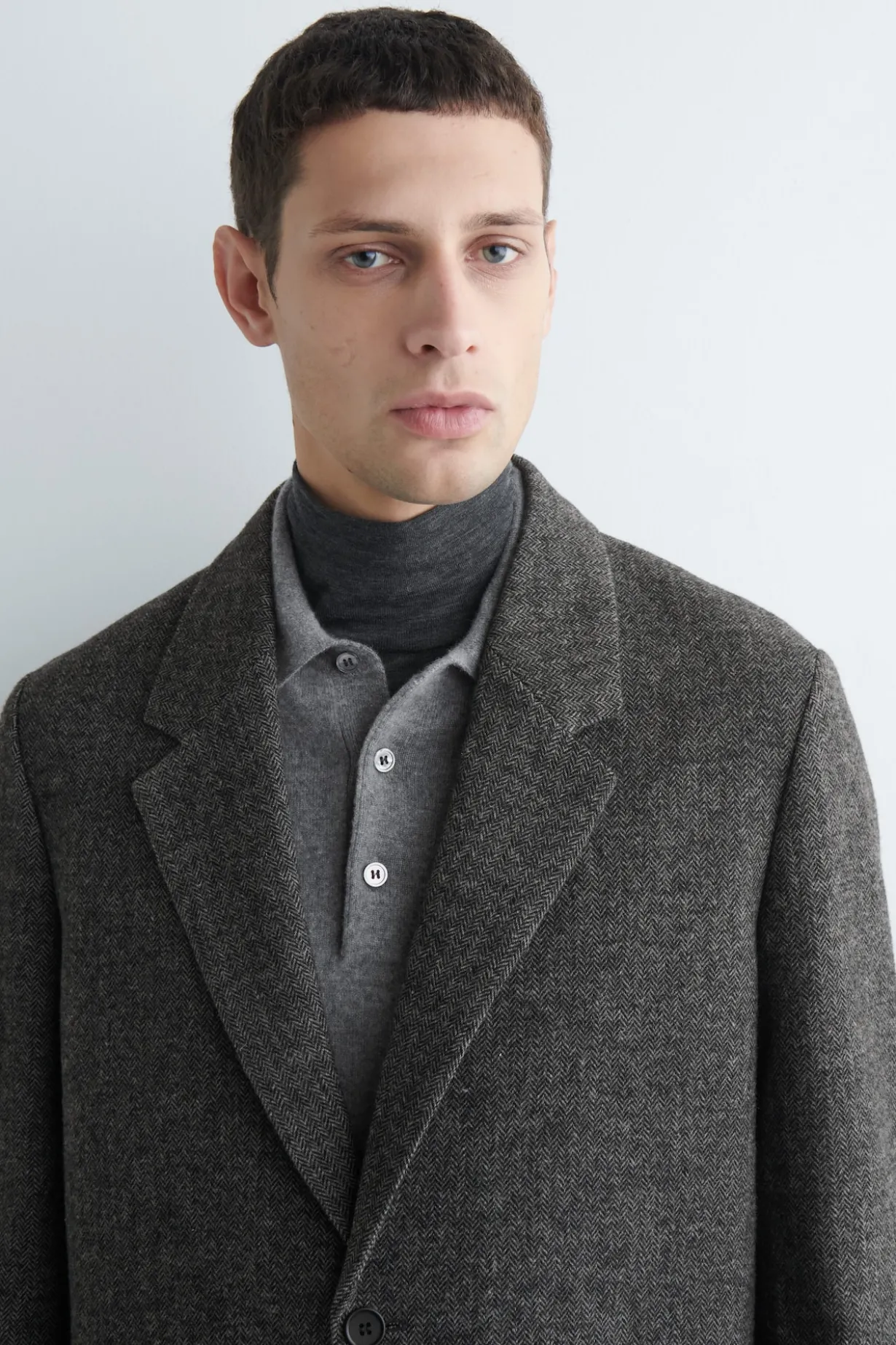 UNSTRUCTURED WOOL-HERRINGBONE BLAZER