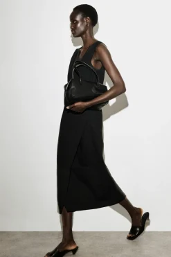 V-NECK WRAPPED MIDI DRESS