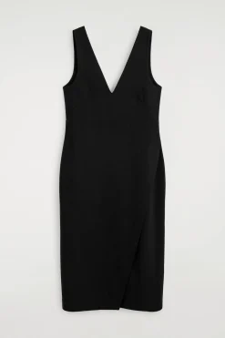 V-NECK WRAPPED MIDI DRESS