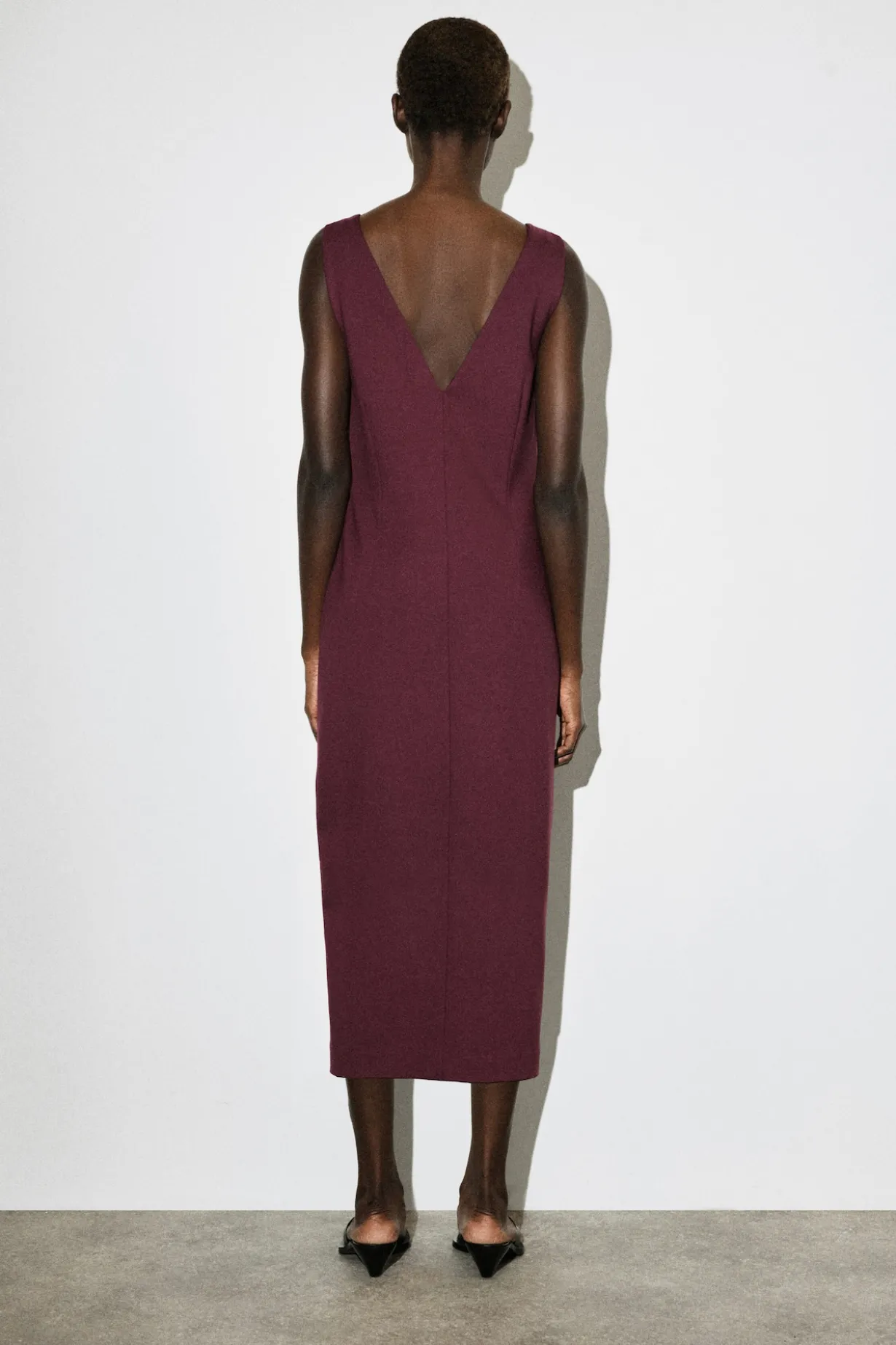 V-NECK WRAPPED MIDI DRESS