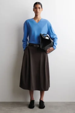 VOLUMINOUS COTTON MIDI SKIRT