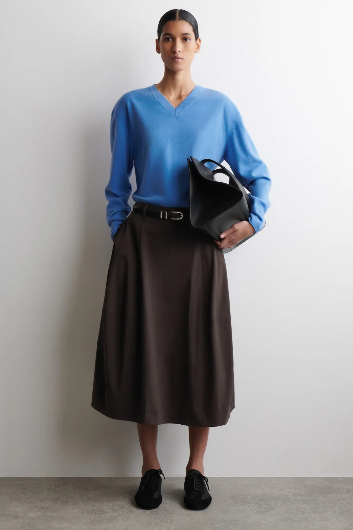 VOLUMINOUS COTTON MIDI SKIRT