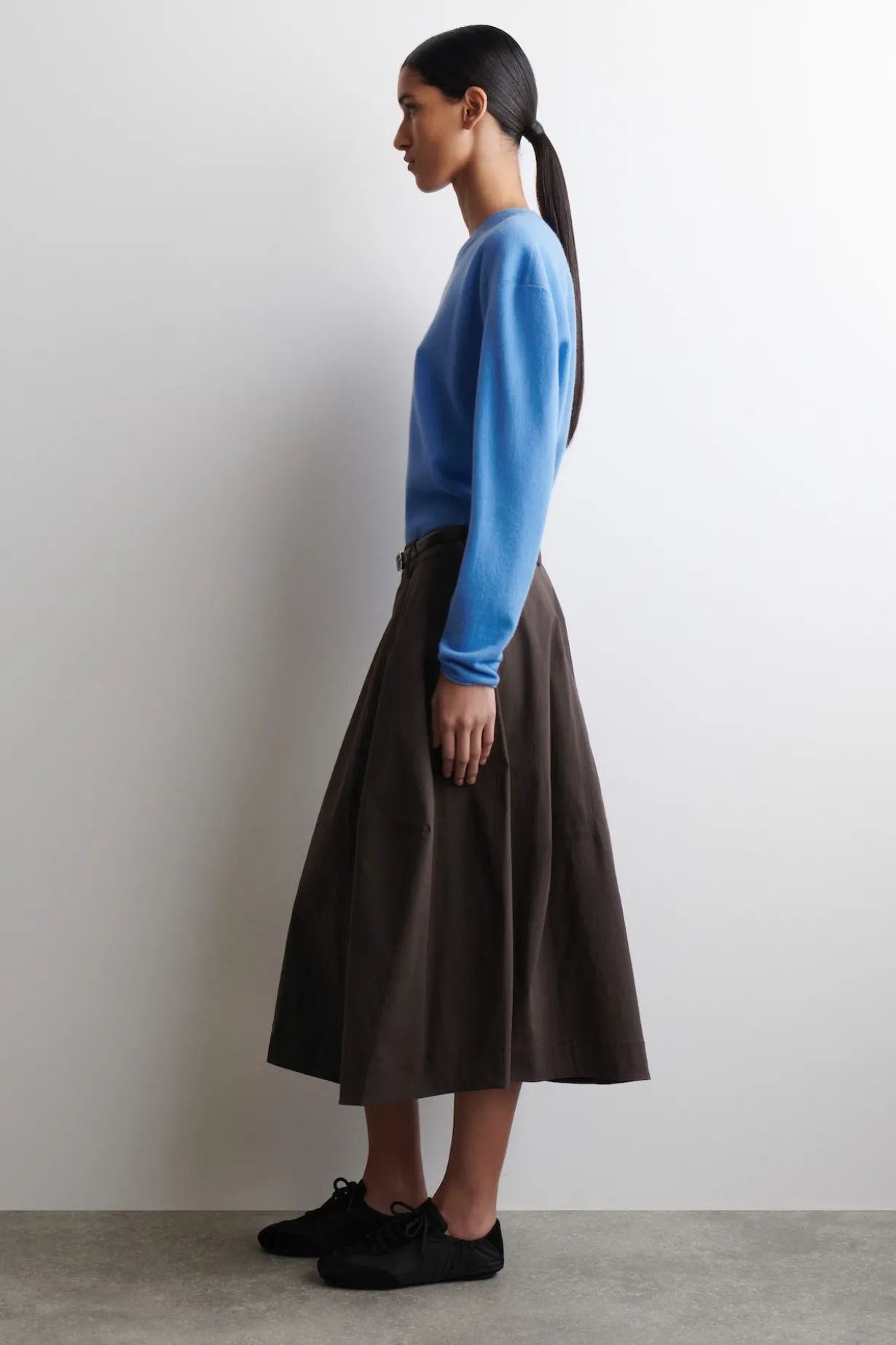 VOLUMINOUS COTTON MIDI SKIRT