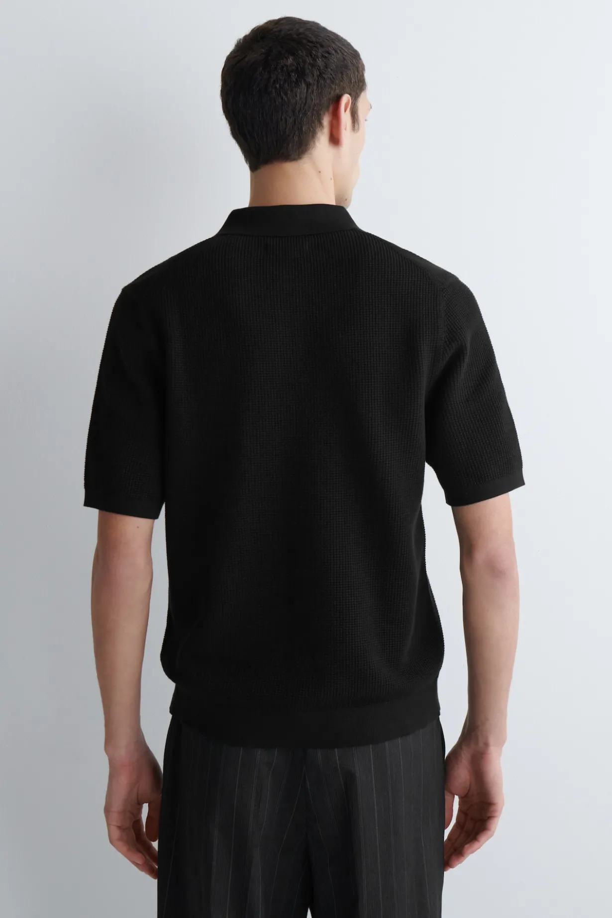 WAFFLE-KNIT COTTON POLO SHIRT