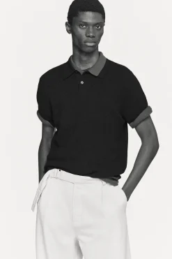 WAFFLE-KNIT COTTON POLO SHIRT