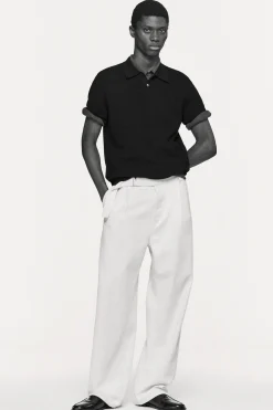 WAFFLE-KNIT COTTON POLO SHIRT