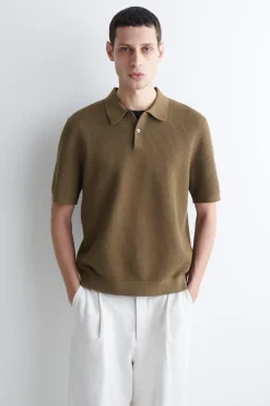 WAFFLE-KNIT COTTON POLO SHIRT