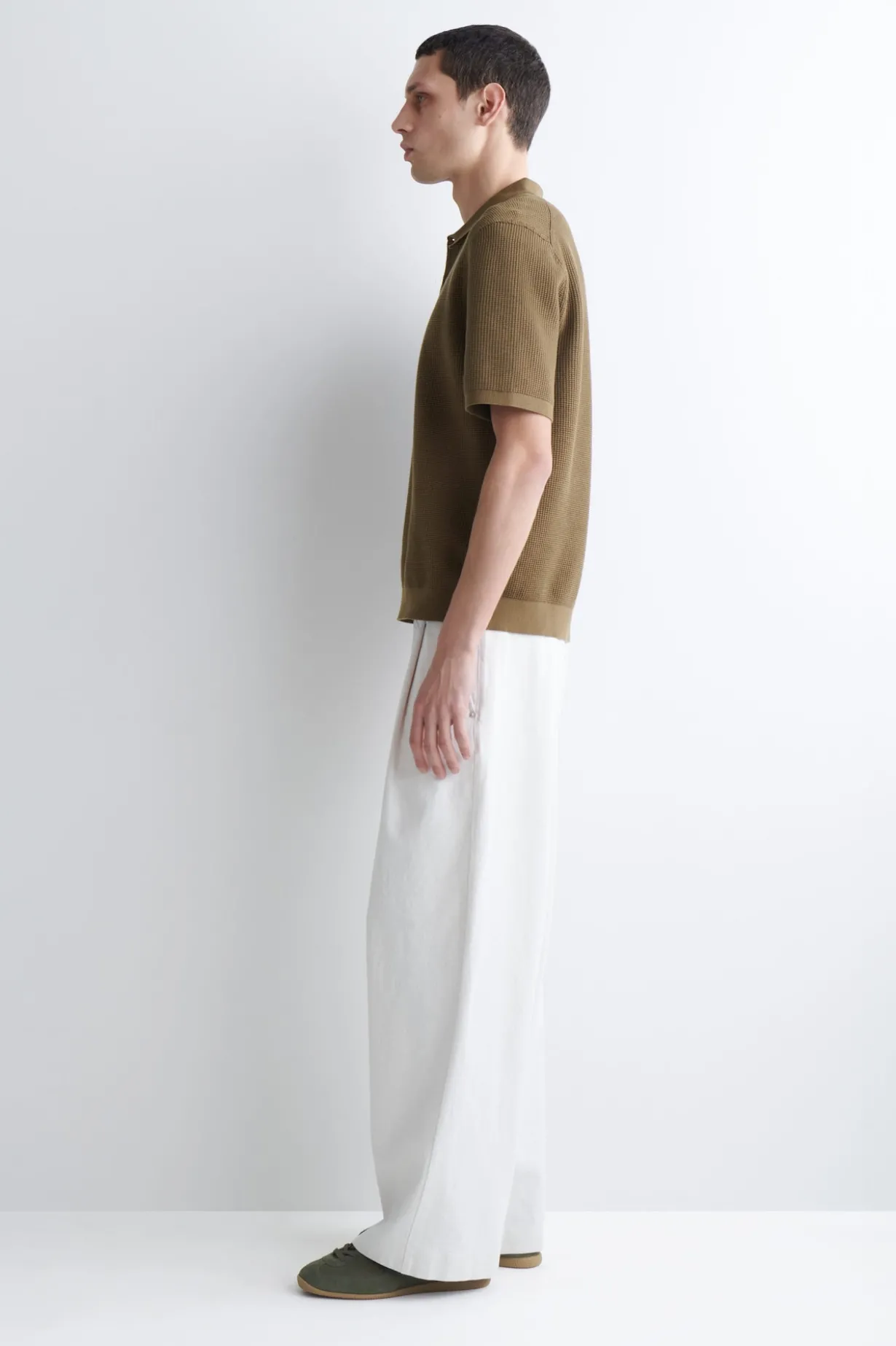 WAFFLE-KNIT COTTON POLO SHIRT