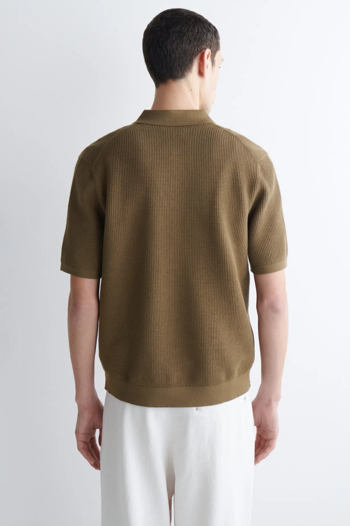 WAFFLE-KNIT COTTON POLO SHIRT