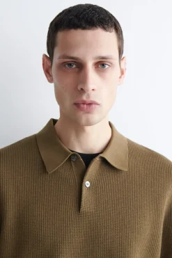 WAFFLE-KNIT COTTON POLO SHIRT