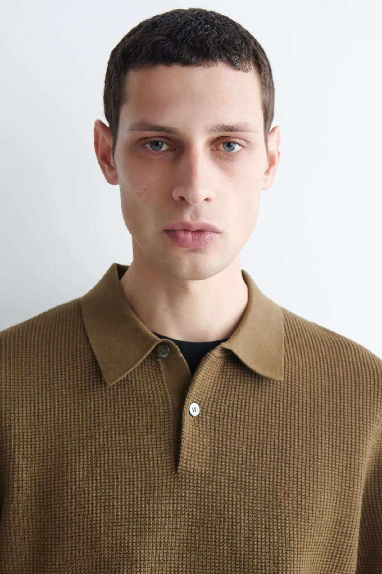 WAFFLE-KNIT COTTON POLO SHIRT