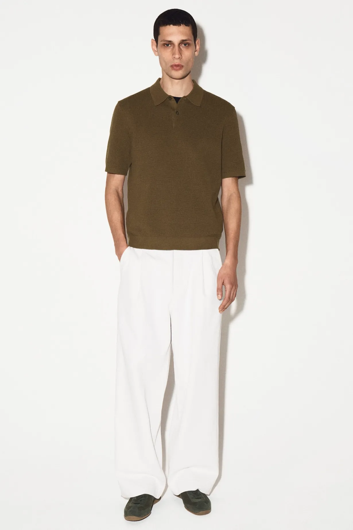 WAFFLE-KNIT COTTON POLO SHIRT