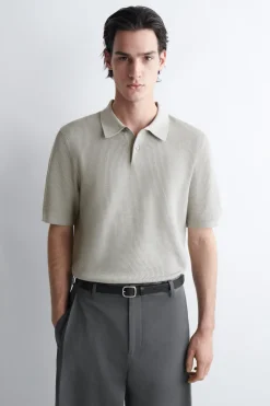 WAFFLE-KNIT COTTON POLO SHIRT