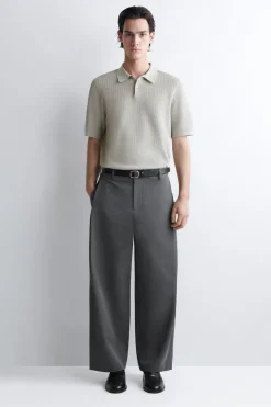 WAFFLE-KNIT COTTON POLO SHIRT